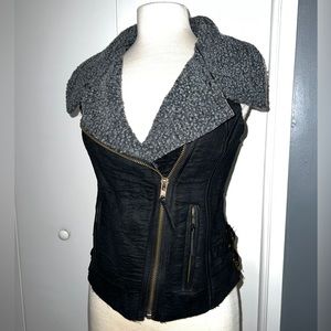 VEGAN Faux Suede & Shearling Steampunk Vest